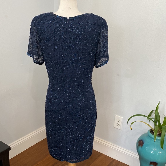 BLACKTIE OLEG CASSINI Silk Sheath Midi Dress Size 8 - Picture 5 of 11
